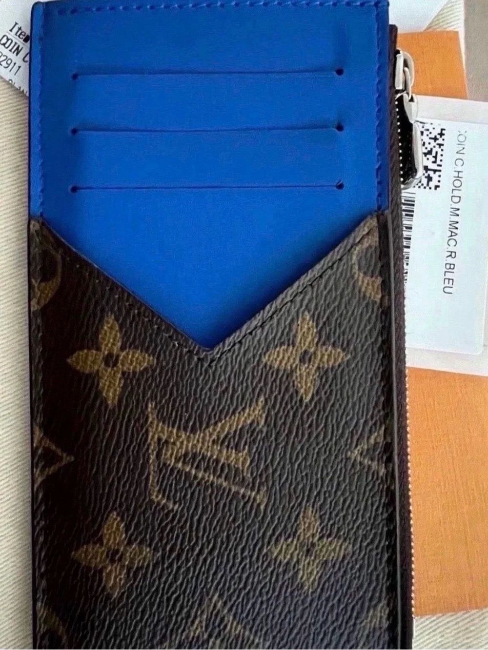 Louis Vuitton Blue Leather & Monogram Card Sleeve